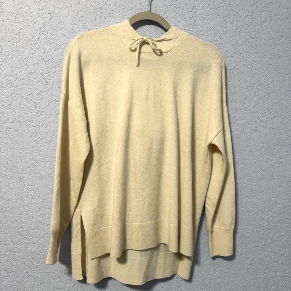 Allude High Low Pullover Drawstring Hoodie